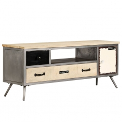 Szafka pod telewizor, lite drewno mango i stal, 120x30x45 cm