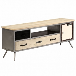 Szafka pod telewizor, lite drewno mango i stal, 120x30x45 cm