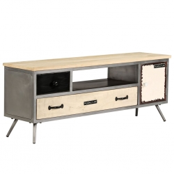 Szafka pod telewizor, lite drewno mango i stal, 120x30x45 cm