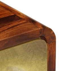 Stolik nocny, lite drewno sheesham, złoty nadruk, 49x40x30 cm