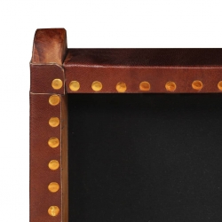 Krzesło składane, brązowe, skóra naturalna