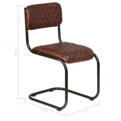Krzesła do jadalni, 2 szt., brązowe, prawdziwa skóra