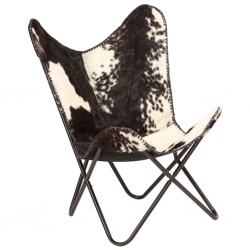 Krzesło motyl, czarno-białe, naturalna kozia skóra