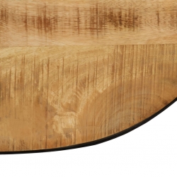 Stolik kawowy, owalny, surowe drewno mango i stal, 100 cm