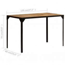 Stół jadalniany, surowe drewno mango i stal, 120 cm
