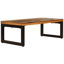 Stolik kawowy, 100x50x35 cm, lite drewno z odzysku i stal