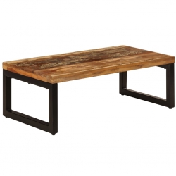 Stolik kawowy, 100x50x35 cm, lite drewno z odzysku i stal