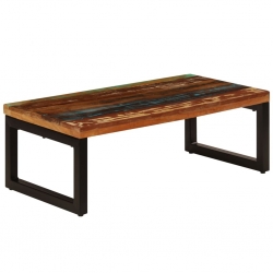 Stolik kawowy, 100x50x35 cm, lite drewno z odzysku i stal