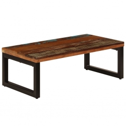 Stolik kawowy, 100x50x35 cm, lite drewno z odzysku i stal