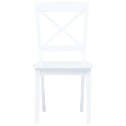 Krzesła jadalniane, 2 szt., białe, lite drewno kauczukowca
