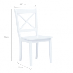 Krzesła jadalniane, 4 szt., białe, lite drewno kauczukowca