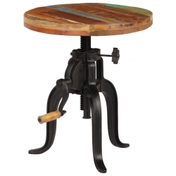 Stolik boczny, 45x (45-62) cm, lite drewno z odzysku i żeliwo