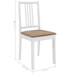 Krzesła z poduszkami, 2 szt., białe, lite drewno