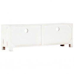 Szafka pod TV, biała, 120x30x40 cm, lite drewno akacjowe