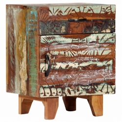 Ręcznie rzeźbiona szafka nocna, 40x30x50 cm, drewno odzyskane