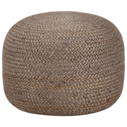 Ręcznie robiony puf, jasnoszary, 45 x 30 cm, juta