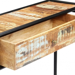 Stolik konsola, 118 x 30 x 75 cm, lite drewno z odzysku