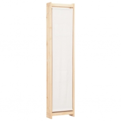 Parawan 4-panelowy, kremowy, 160x170x4 cm, tkanina