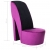 Fotel w kształcie buta na obcasie, fioletowy, aksamitny