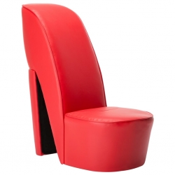 Fotel w kształcie buta na obcasie, czerwony, sztuczna skóra