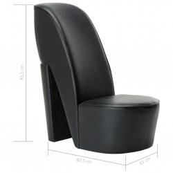 Fotel w kształcie buta na obcasie, czarny, sztuczna skóra