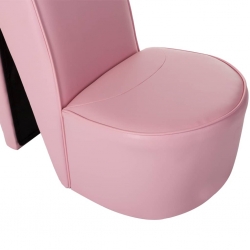 Fotel w kształcie buta na obcasie, różowy, sztuczna skóra