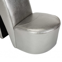 Fotel w kształcie buta na obcasie, srebrny, sztuczna skóra