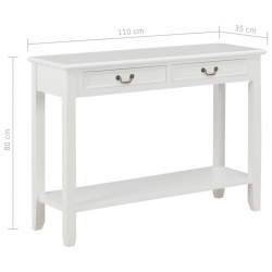 Stolik konsola, biały, 110 x 35 x 80 cm, drewniany