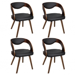 Krzesła stołowe, 4 szt., brązowe, gięte drewno i sztuczna skóra