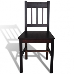 Krzesła stołowe, 6 szt., ciemnobrązowe, drewno sosnowe