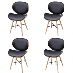 Krzesła stołowe, 4 szt., gięte drewno i sztuczna skóra