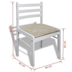 Krzesła stołowe, 6 szt., białe, lite drewno i aksamit