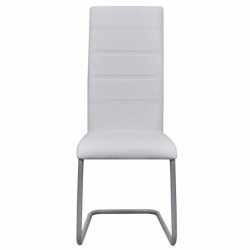 Krzesła stołowe, wspornikowe, 6 szt., białe, sztuczna skóra