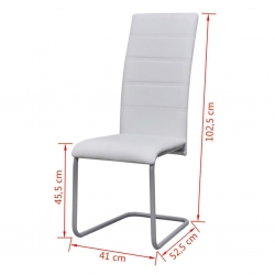 Krzesła stołowe, wspornikowe, 6 szt., białe, sztuczna skóra