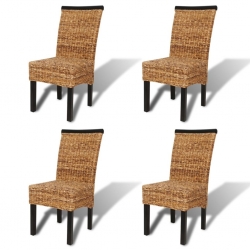 Krzesła stołowe, 4 szt., abaka i lite drewno mango