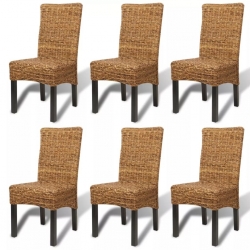 Krzesła stołowe, 6 szt., abaka i lite drewno mango