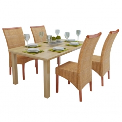 Krzesła stołowe, 4 szt., brązowe, naturalny rattan