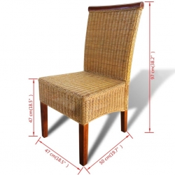 Krzesła stołowe, 6 szt., brązowe, naturalny rattan