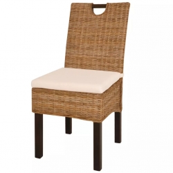 Krzesła do jadalni, 6 szt., rattan Kubu i drewno mango