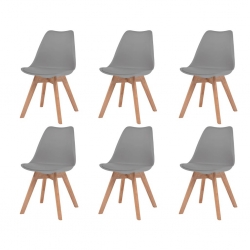 Krzesła stołowe, 6 szt., szare, sztuczna skóra
