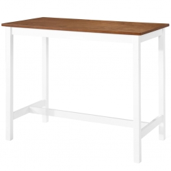 Stół barowy i 2 krzesła, lite drewno, kolor brązowy i biały