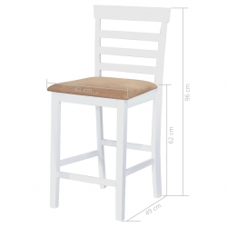 Stół barowy i 4 krzesła, lite drewno, kolor brązowy i biały