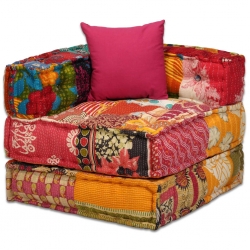 Sofa modułowa z akcesoriami, 16 elementów, patchwork z tkanin