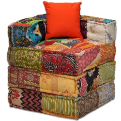 Sofa modułowa z akcesoriami, 16 elementów, patchwork z tkanin