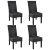 Krzesła stołowe, 4 szt., czarne, rattan Kubu i drewno mango