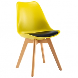 Krzesła stołowe, 6 szt., żółto-czarne, sztuczna skóra