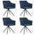 Obrotowe krzesła stołowe, 4 szt., niebieskie, tkanina