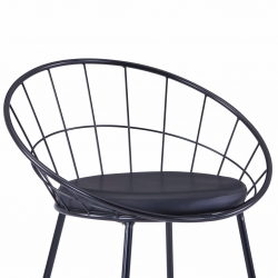 Krzesła z siedziskami ze sztucznej skóry, 4 szt., czarne, stal