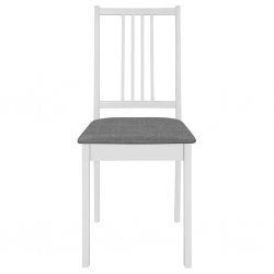 Krzesła z poduszkami, 6 szt., białe, lite drewno