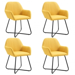 Krzesła do jadalni, 4 szt., żółte, tapicerowane tkaniną